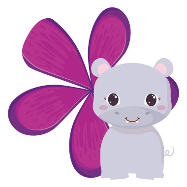 Sevimli hayvanlar ve tropikal yaprakları tasarım vektör illüstrasyon