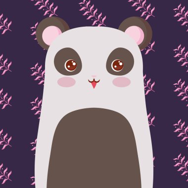 Sevimli hayvanlar ve tropikal yaprakları tasarım vektör illüstrasyon