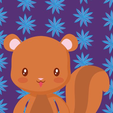 Sevimli hayvanlar ve tropikal yaprakları tasarım vektör illüstrasyon