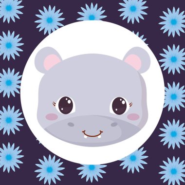 Sevimli hayvanlar ve tropikal yaprakları tasarım vektör illüstrasyon