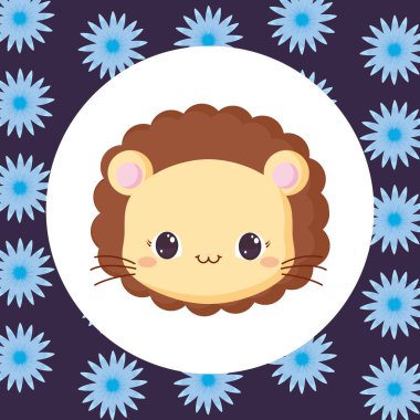 Sevimli hayvanlar ve tropikal yaprakları tasarım vektör illüstrasyon