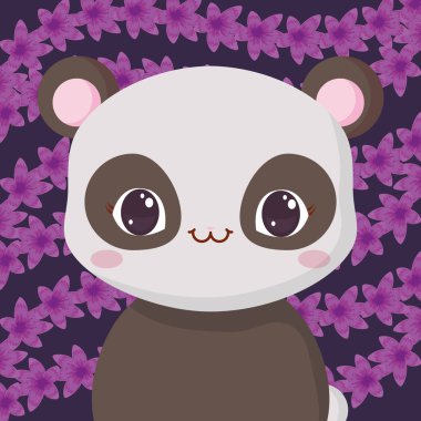 Sevimli hayvanlar ve tropikal yaprakları tasarım vektör illüstrasyon