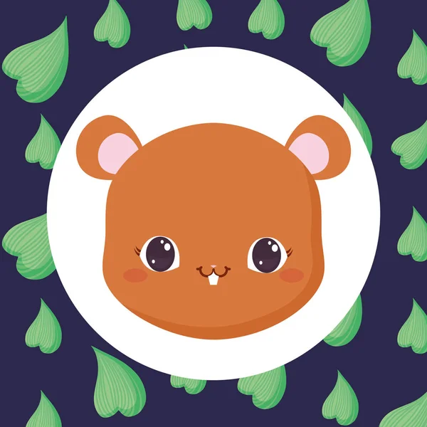 Sevimli hayvanlar ve tropikal yaprakları tasarım vektör illüstrasyon