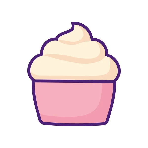 Heerlijke cupcake geïsoleerd pictogram vector ilustration — Stockvector