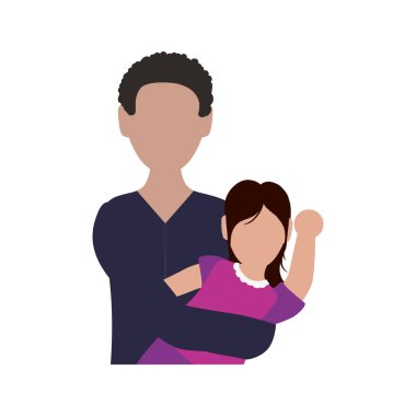 kızı ile baba gülümseyen avatar karakter vektör illüstrasyon