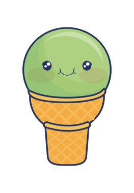 sevimli dondurma renkli kawaii karakter