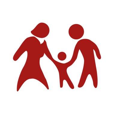 oğlu siluetleri vektör illüstrasyon ile anne-babalar çift