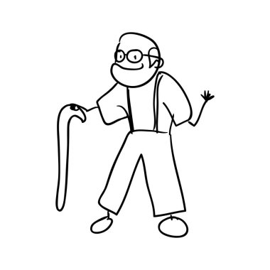 bıyık avatar karakter vektör illüstrasyon ile yaşlı adam kel