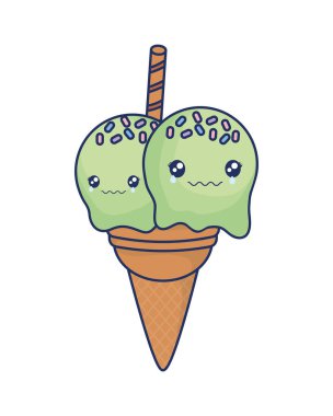 sevimli dondurma renkli kawaii karakter