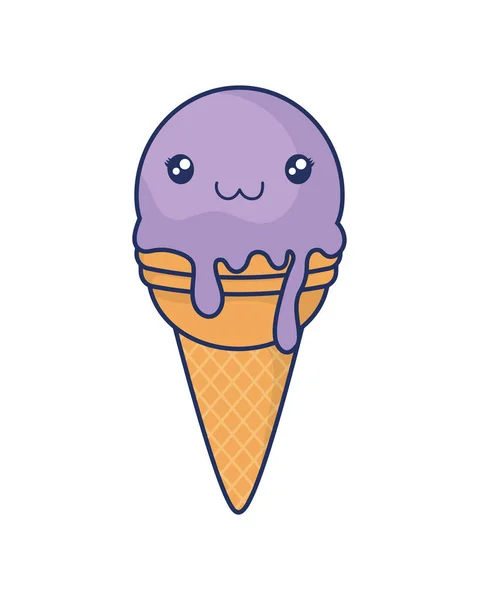 Cute ice cream colorful kawaii character — Stock Vector