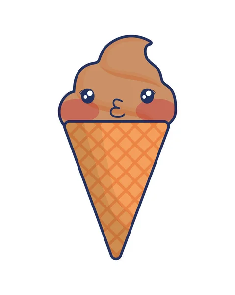 可爱的冰淇淋五颜六色的卡瓦伊字符 — 图库矢量图片