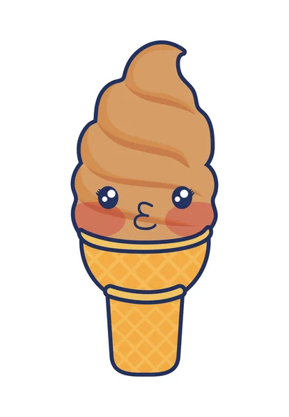 Bonito sorvete colorido personagem kawaii — Vetor de Stock