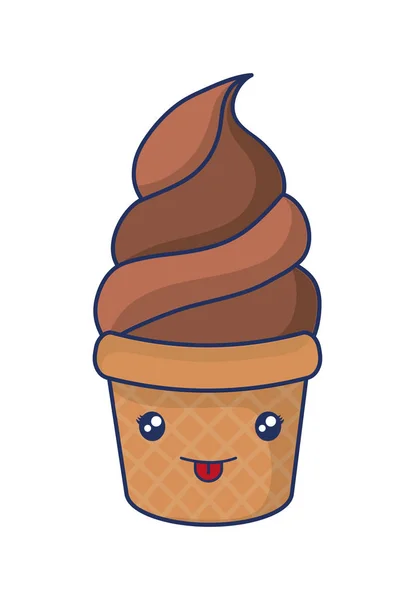 Lindo helado colorido kawaii carácter — Archivo Imágenes Vectoriales