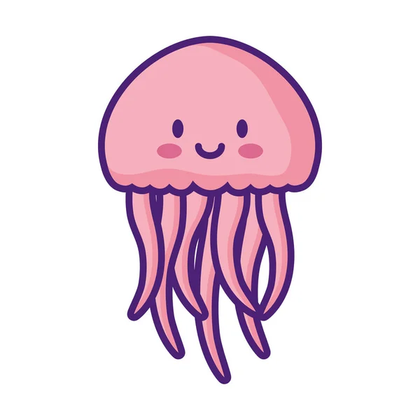 Lindo pulpo kawaii carácter vector ilustración — Vector de stock