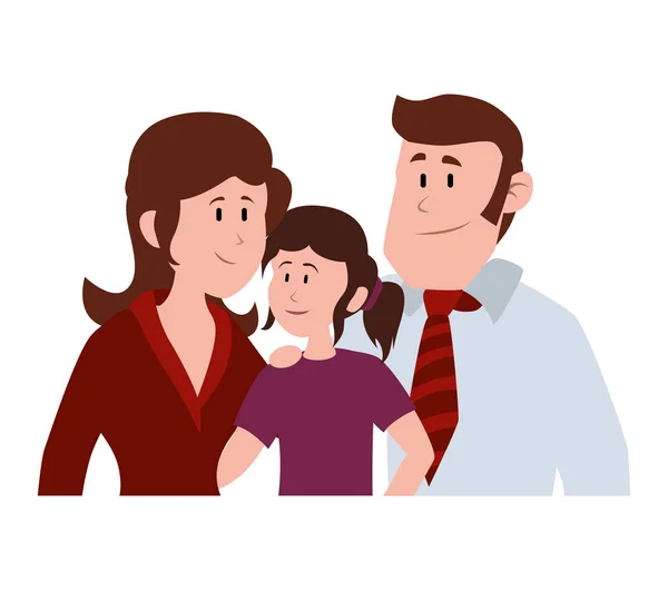 Parents couple with daugether avatar character vector illustration — Stock Vector