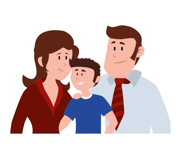 Ouders paar met zoon avatar karakter vector illustratie — Stockvector