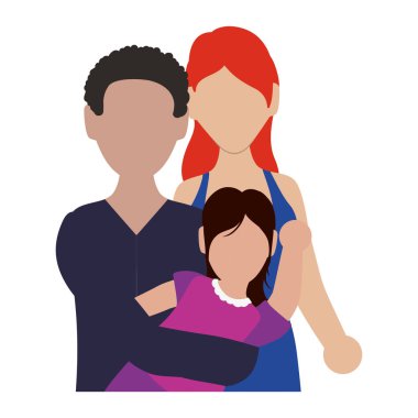 daugether avatar karakter vektör illüstrasyon ile ebeveynler çift