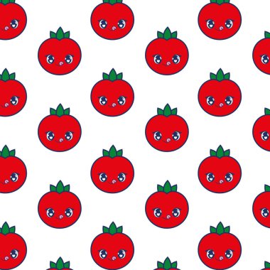 sevimli domates kawaii desen vektör illüstrasyon