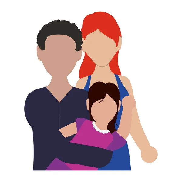 Daugether avatar karakter vektör illüstrasyon ile ebeveynler çift — Stok Vektör