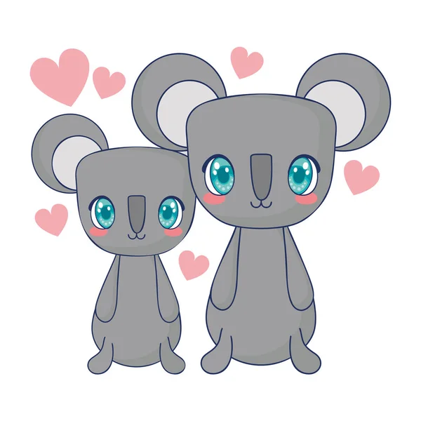 Mignon koalas couple personnages vectoriel illustration — Image vectorielle