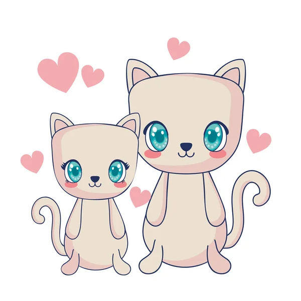 Χαριτωμένο γάτες ζευγάρι χαρακτήρες εικόνα διάνυσμα — Διανυσματικό Αρχείο