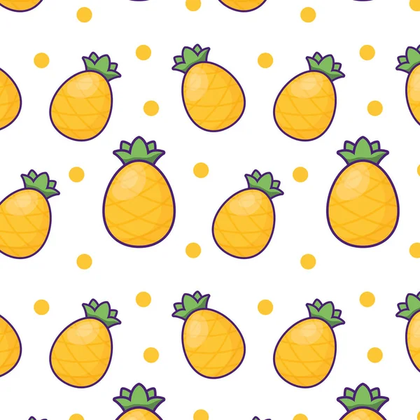 Ilustração vetor padrão de frutas de abacaxi saudável — Vetor de Stock