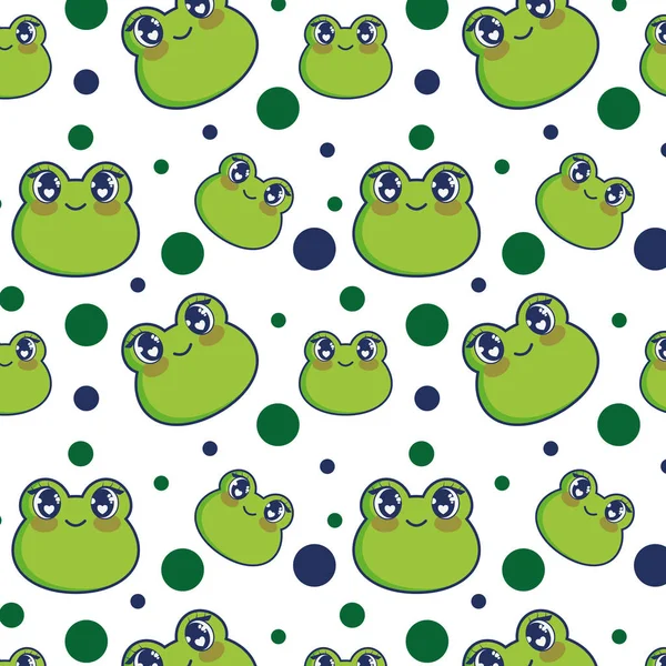 귀여운 개구리 사랑스러운 패턴 벡터 일러스트 — 스톡 벡터
