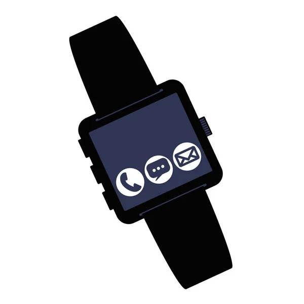 Tecnologia smartwatch con app set illustrazione vettoriale — Vettoriale Stock