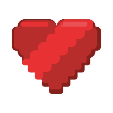 sevimli kalp aşk pikselli vektör illüstrasyon