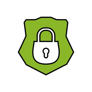 güvenli asma kilit vektör çizimi ile kalkan