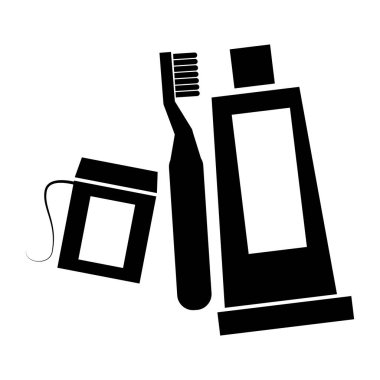 diş macunu ve fırça vektör illüstrasyon ile diş ipi