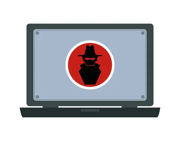 Laptop com hacker ataque vetor ilustração —  Vetores de Stock