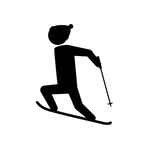 Silueta muž lyžování ikona vektorová ilustrace — Stockový vektor