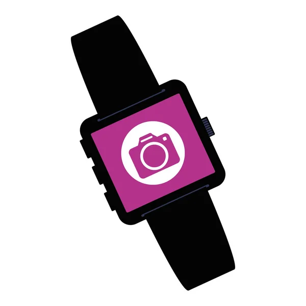 Tecnologia smartwatch con fotocamera app vettoriale illustrazione — Vettoriale Stock