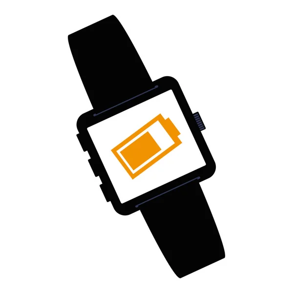 Tecnología smartwatch con ilustración vectorial aplicación nivel batería — Vector de stock