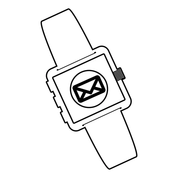 SmartWatch technologie s emailovou aplikací vektorová ilustrace — Stockový vektor