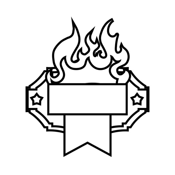 KRUHOVÁ visačka s ohnivý plamen vektorová ilustrace — Stockový vektor
