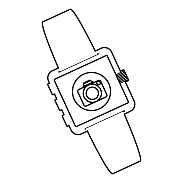Tecnologia smartwatch com ilustração do vetor do aplicativo da câmera —  Vetores de Stock