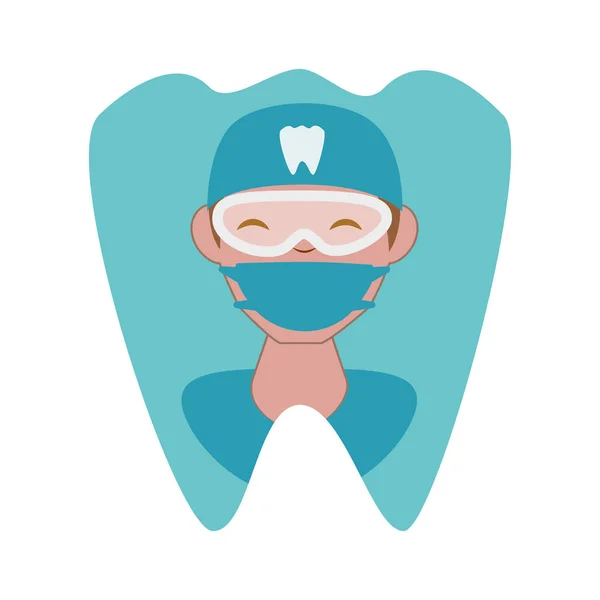 Dentista profesional en avatar diente carácter vector ilustración — Vector de stock