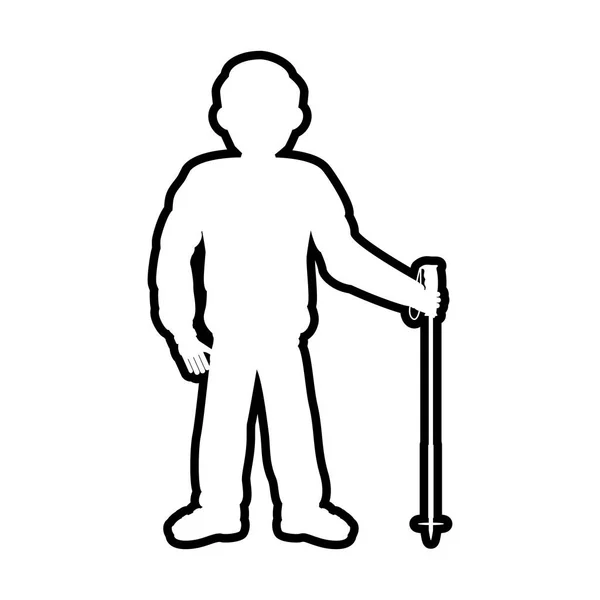 Silueta hombre esquí icono vector ilustración — Vector de stock