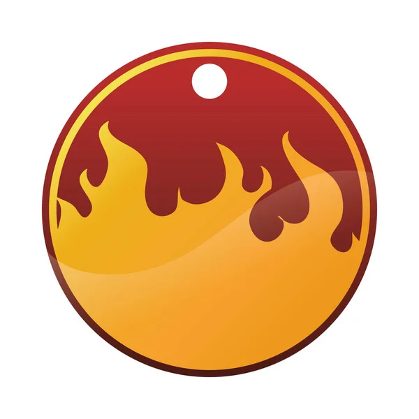Etiqueta circular com ilustração do vetor chama de fogo — Vetor de Stock