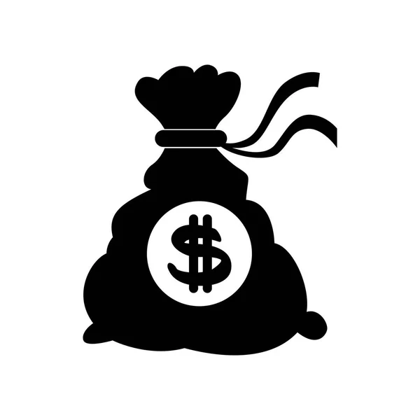 Bolsa de dinero con billetes dólares vector ilustración — Vector de stock