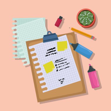 malzemeleri vektör illüstrasyon ile kontrol listesi panosu