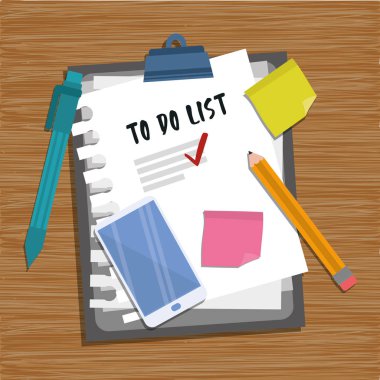 malzemeleri vektör illüstrasyon ile kontrol listesi panosu