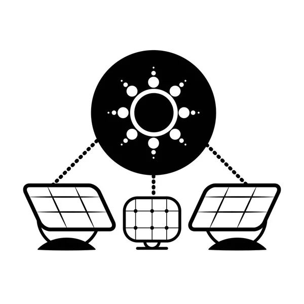 Zonnepaneel energie met recycling pijlen vector illustratie — Stockvector