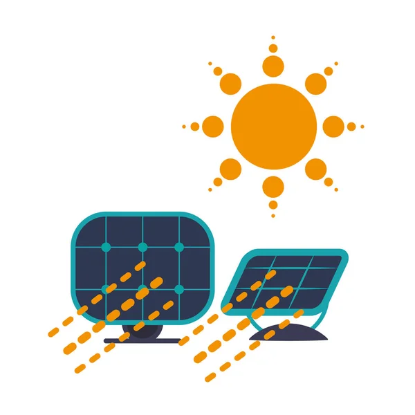 Énergie du panneau solaire avec illustration vectorielle de flèches de recyclage — Image vectorielle