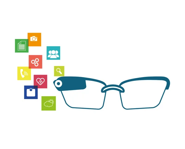 Inteligentne okulary Tech z menu aplikacji — Wektor stockowy