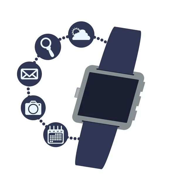 Smart-Watch-Technologie mit Applikationsmenü — Stockvektor