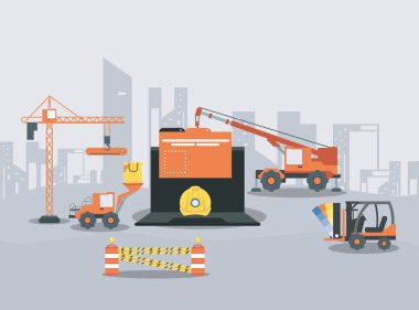 cosntruction altında web sayfası ile dizüstü bilgisayar