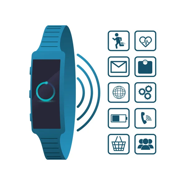 Tecnología de reloj inteligente con menú de aplicaciones — Archivo Imágenes Vectoriales